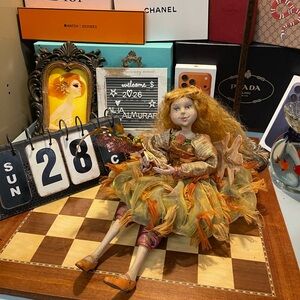 Beautiful 2009 Fall Autumn Fairy/Elf Shelf Sitter Porcelain Doll 16" tall